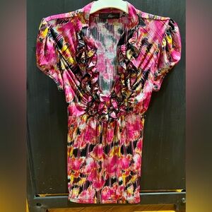 HeartSoul women’s size S printed tie back blouse with ruffles